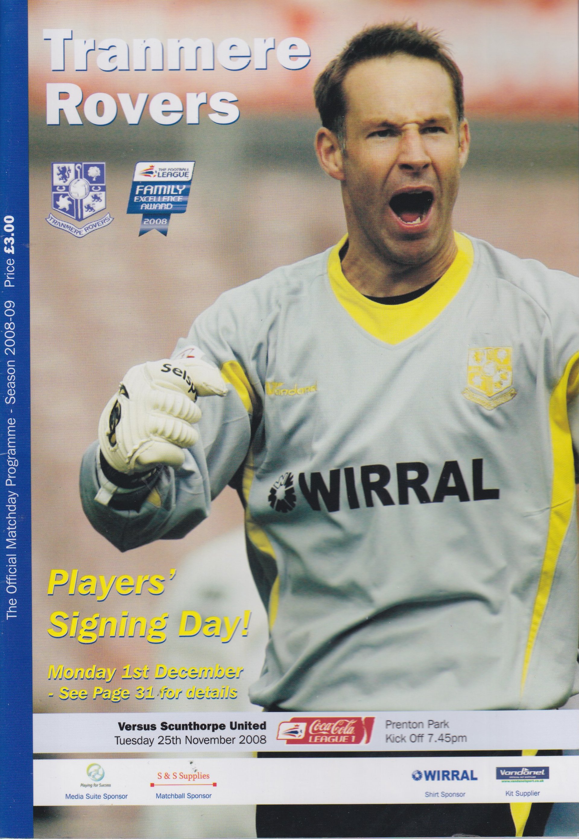 Tranmere Rovers v Scunthorpe United match programme